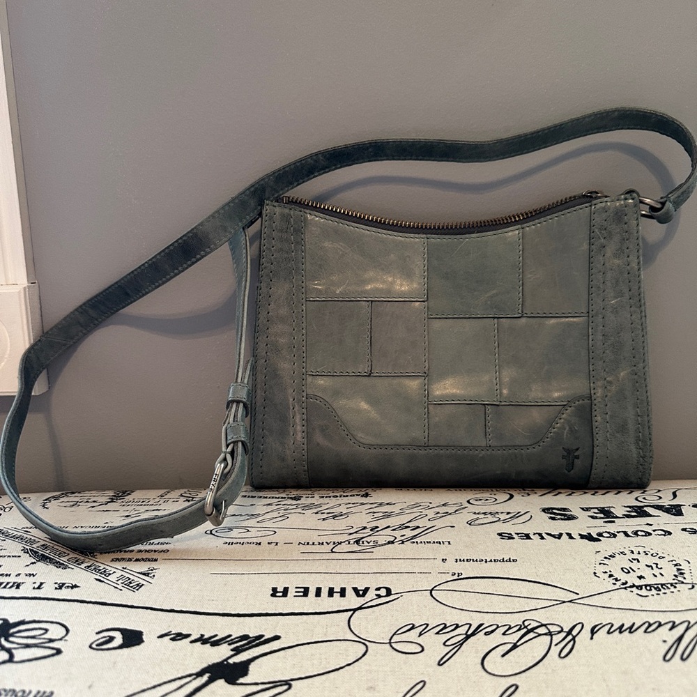 FRYE Gray/Green Melissa Patchwork Leather Crossbody Bag